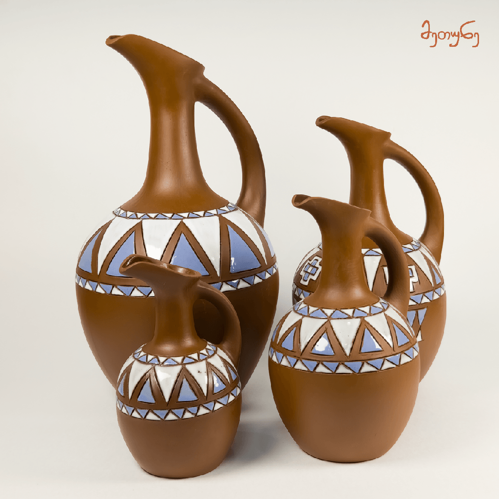 [1107-25] Clay Jug with Khevsuretian Ornaments (250 ml)