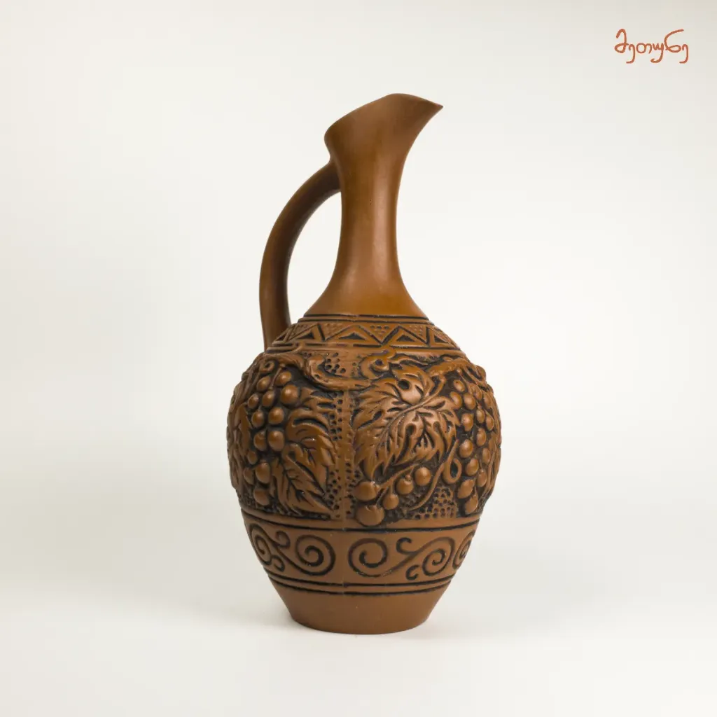 Clay Jug with Dark Decor
